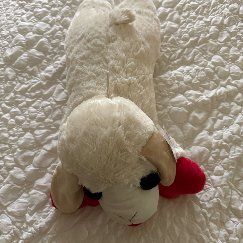 Plush Lamb Toy with Red Ears